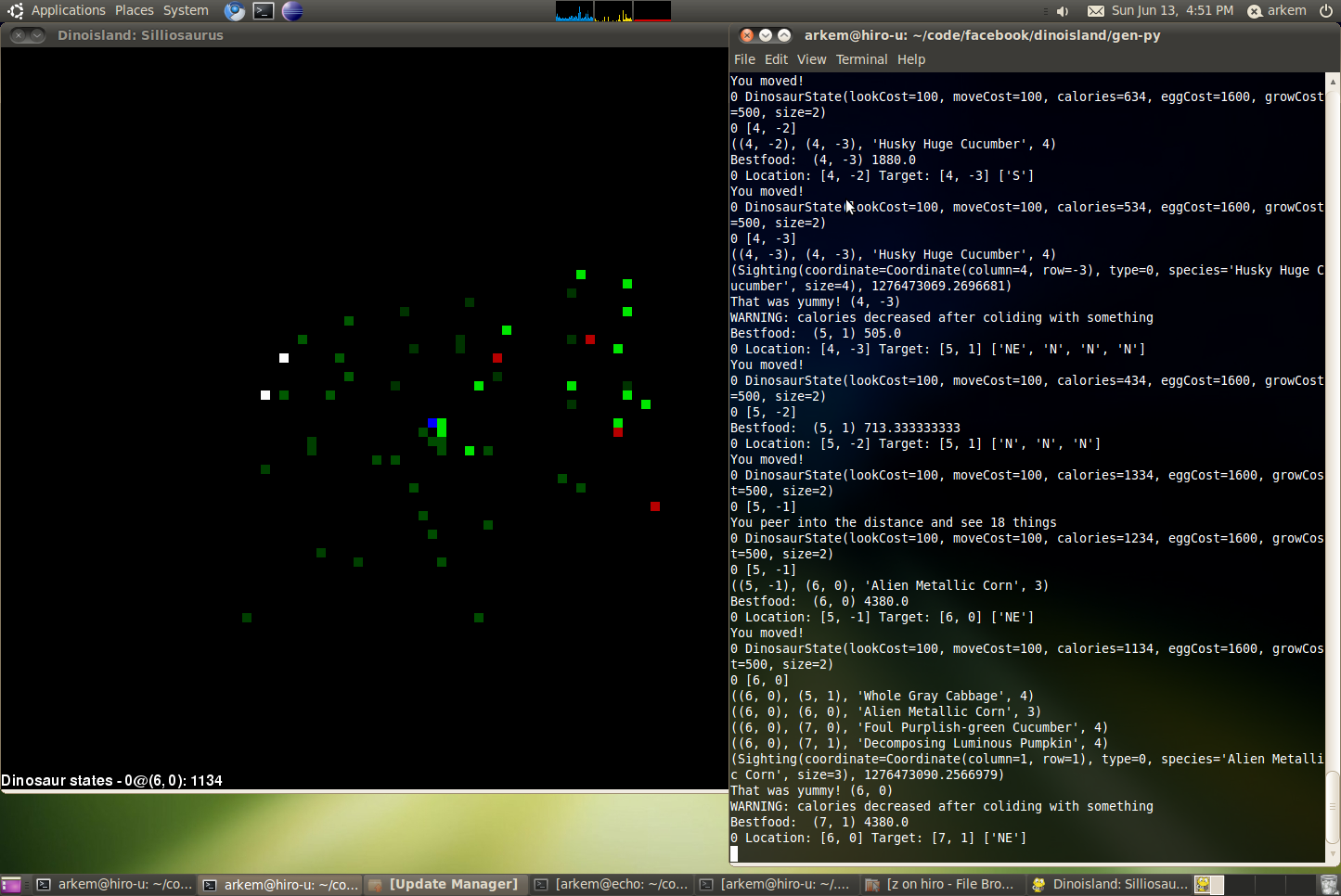 Screenshot of a program playing DinoIsland